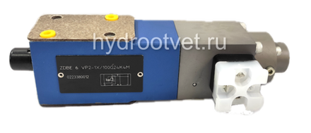 ZDBE6VP2-1X/200G24K4M - Пропорциональный предохранительный клапан Ду6 (расход до 15 л/мин), давление регулировки до 200 бар, встроенные усилитель = нет, монтаж - модульный