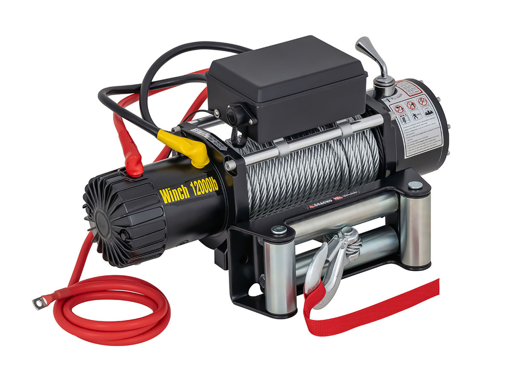 Лебёдка электрическая 12V Electric Winch 12000 lbs 5443 кг роликовые губки, стальной трос