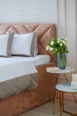 Постельное белье cемейное Сlaire&Caroll Frame белое с оливково-бежевым