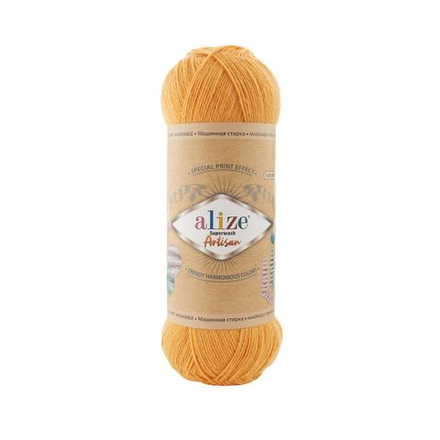 Суперваш артисан (Superwash artisan) пряжа Alize 75%шерсть 25%полиамид 5х100г/420м 281 желтый