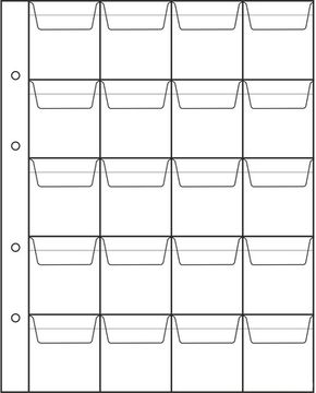 Лист для хранения монет на 20 ячеек (формат Optima) (200х250 мм)