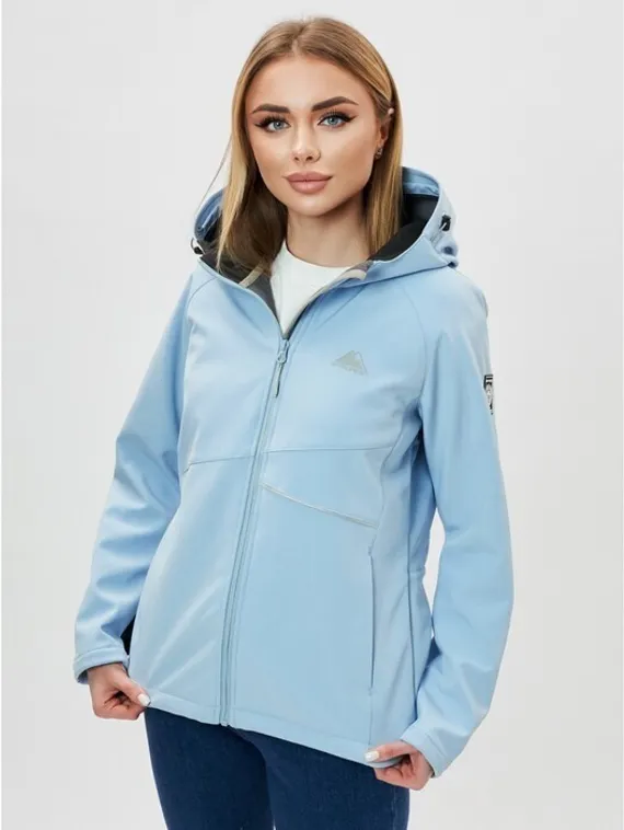 Ветровка женская softshell голубого цвета, размер 48