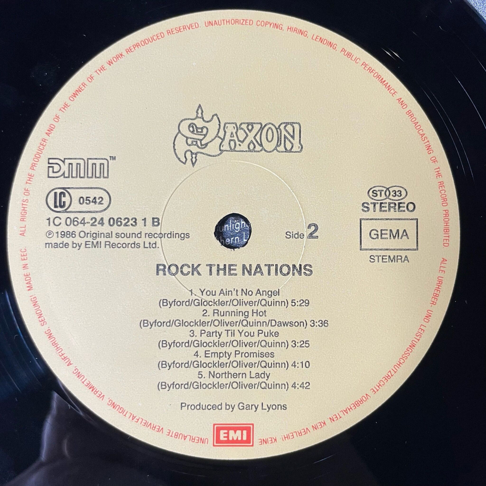 Винтажная виниловая пластинка LP Saxon Rock The Nations (Germany 1986)