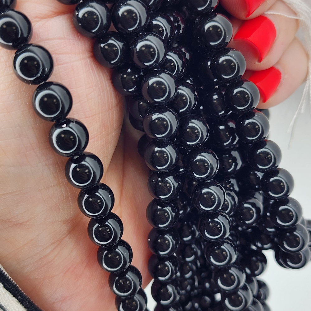 Жемчуг Майорка чёрная, классика, 8мм, штучно