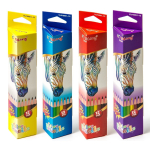 Карандаши цветные Yalong 12 цв., "Зебра" деревянные, трехгранные, заточенные, точилка, грифель 3.0 мм, картон. уп., европод.