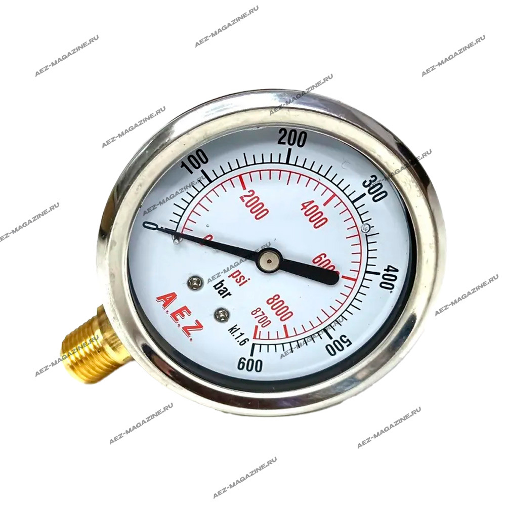 Манометр компрессора 8700Psi, 600Bar, резьба М13, диаметр 69мм