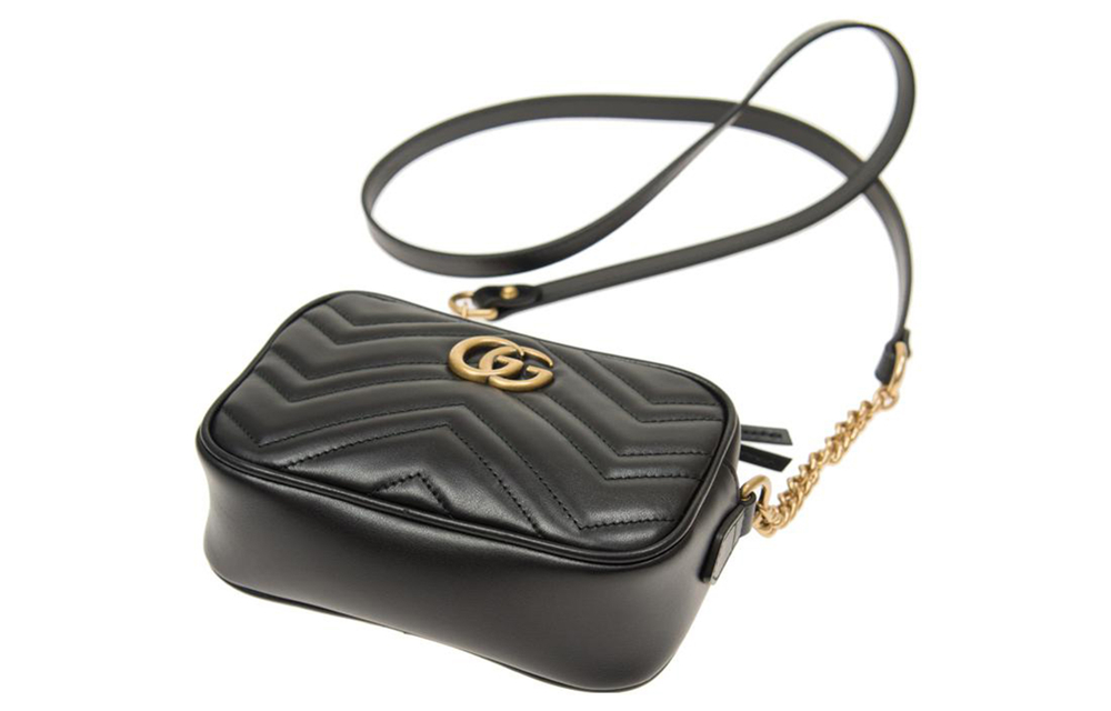 GUCCI GG Marmont Quilted Leather Camera Bag, Chain Bag, Crossbody Bag, Shoulder Bag Mini Women"s Black