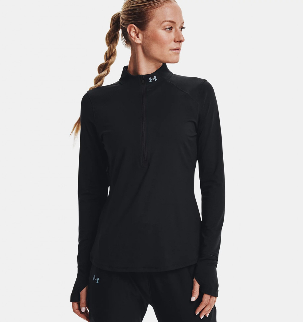 Женская теннисная футболка (dł. Рукава) Under Armour Women's UA Qualifier Run 2.0 1/2 Zip - black