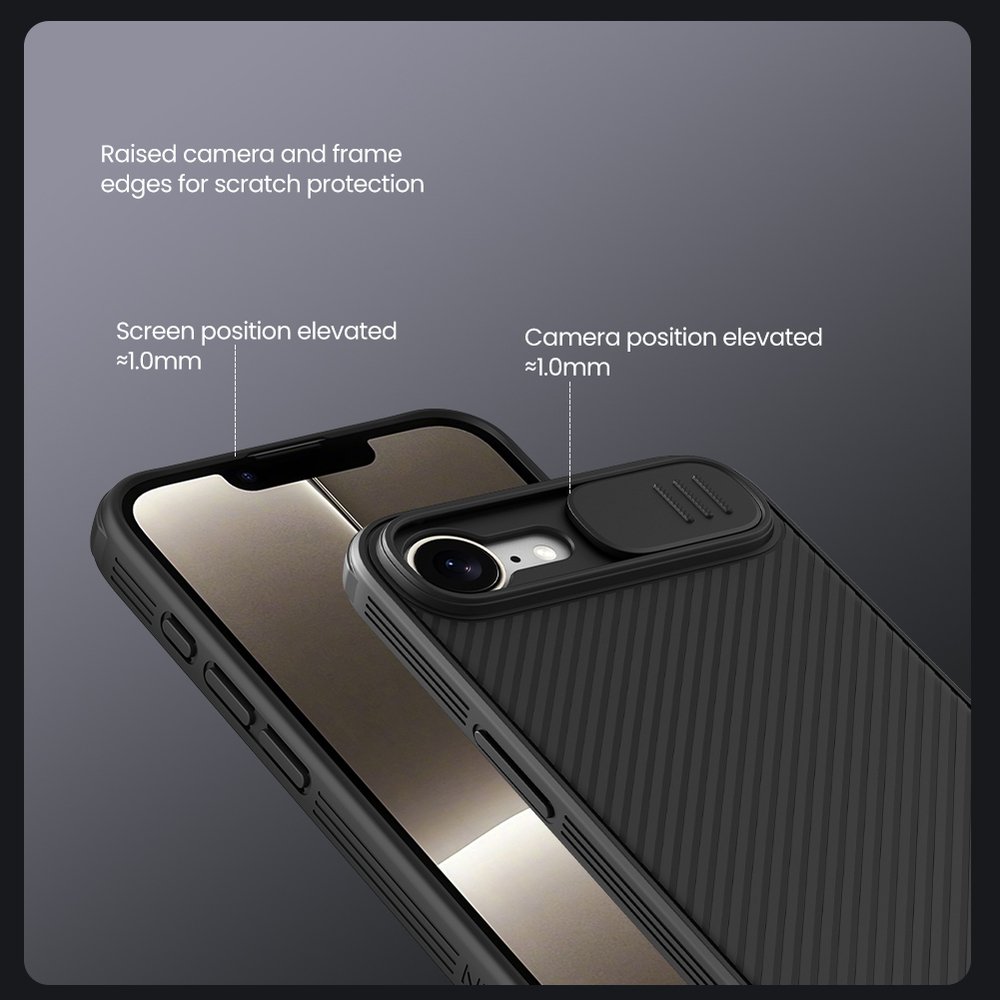 Чехол усиленный с защитной шторкой для камеры от Nillkin на iPhone 16e, серия CamShield Pro Case