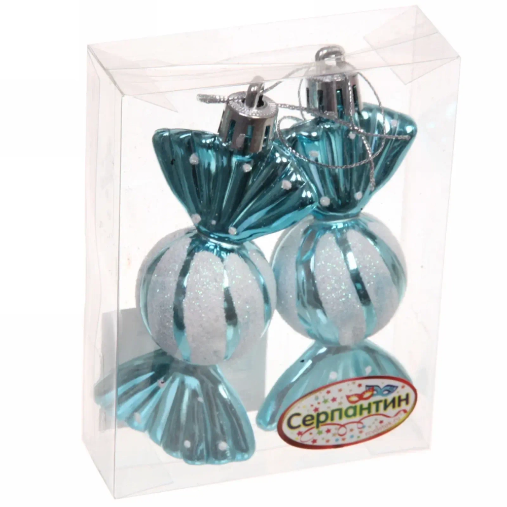 Ёлочные игрушки «Таинственное очарование» Конфетки 8 см (набор 2шт), голубой
