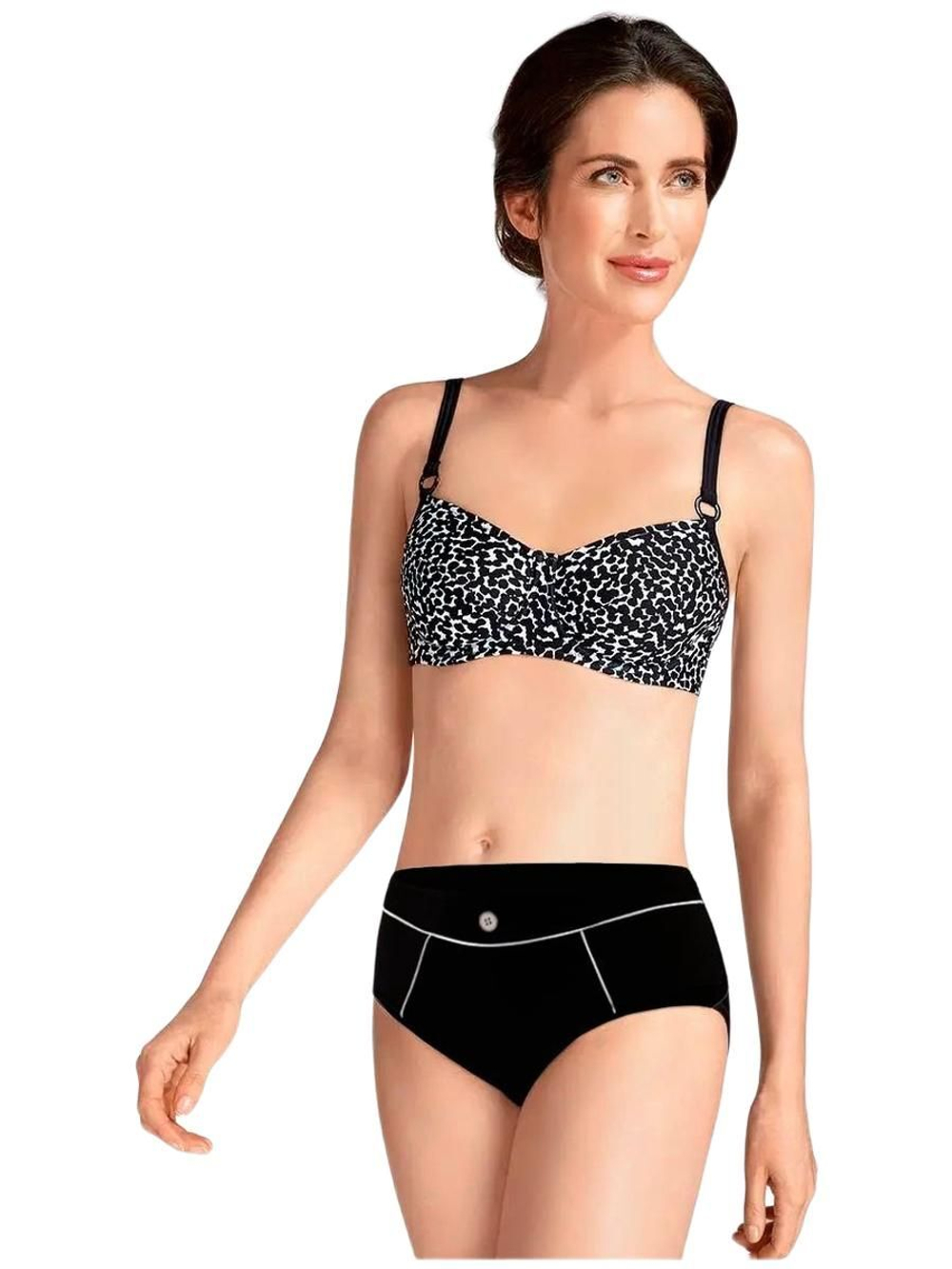 Купальник раздельный (лиф+трусы) после мастэктомии, черный 44-46 RU