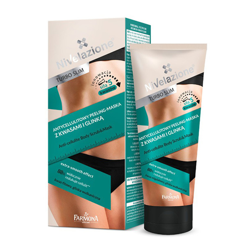 Скраб-маска для кожи тела антицеллюлитный Farmona Nivelazione Turbo Slim 2in1 Anti-Cellulite Scrub-Mask 200мл