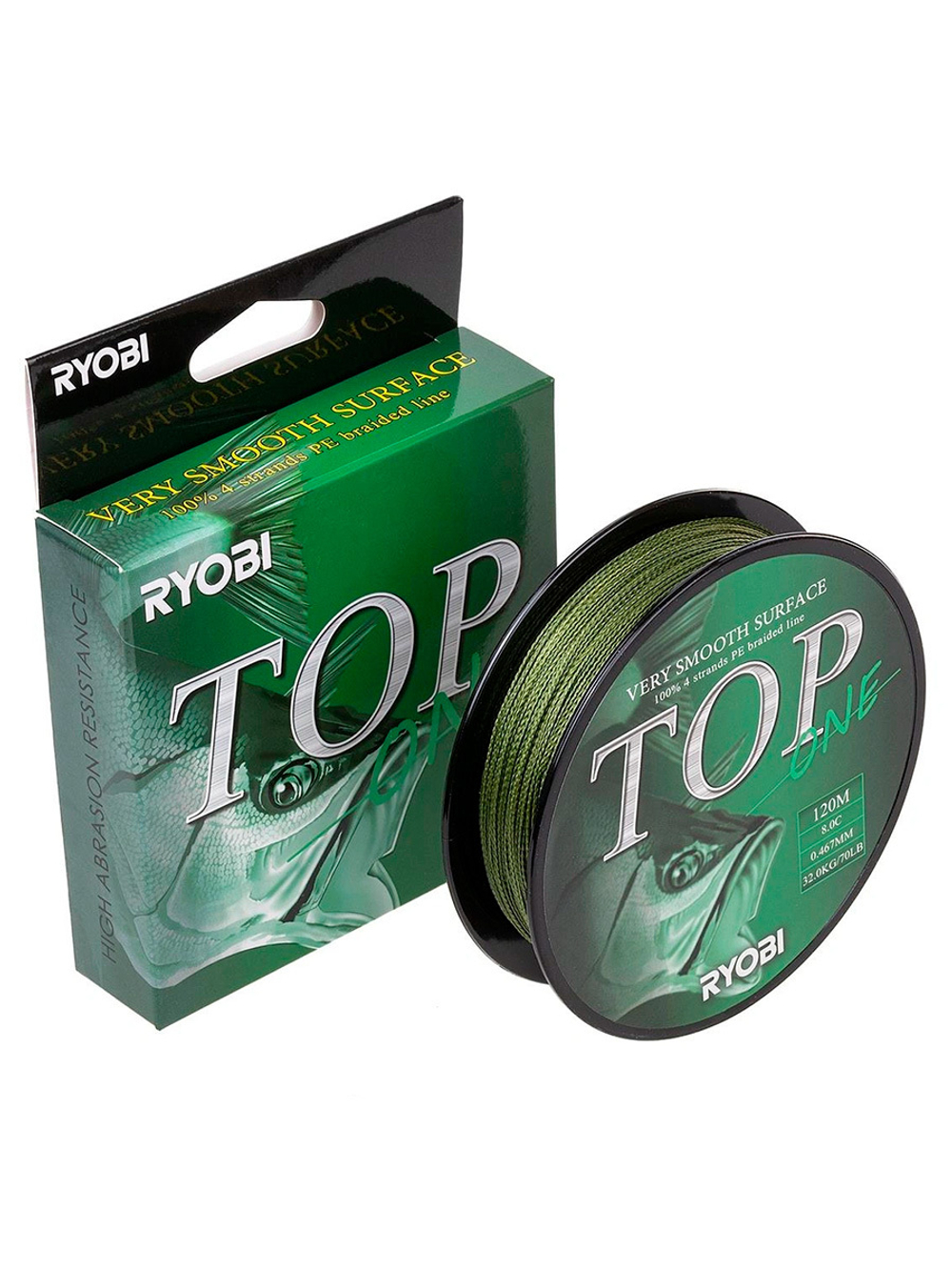 Шнур плетеный для рыбалки Ryobi TOP PE4X-120M Dark green 0.6/d-0.128mm