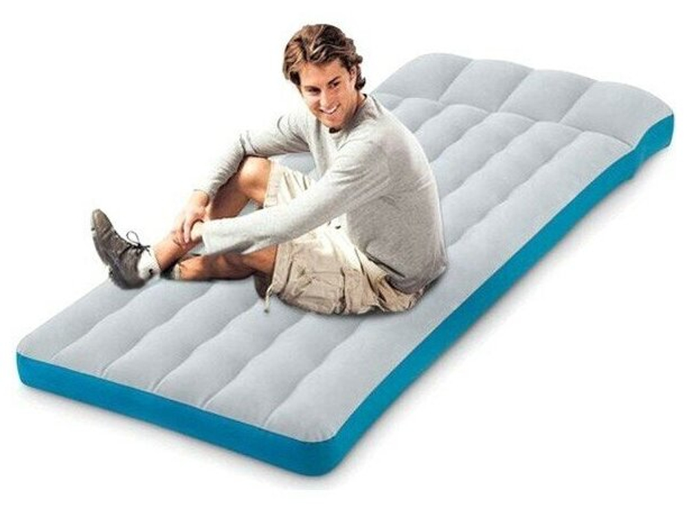 Мaтрас нaдувной Intex 67998 Camping Mat 189х127х24 см / Кoврик нaдувной Интeкс туристический велюровый в палатку для кемпинга и туризма