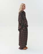 Plaid Baggy Pants Dark-Blue