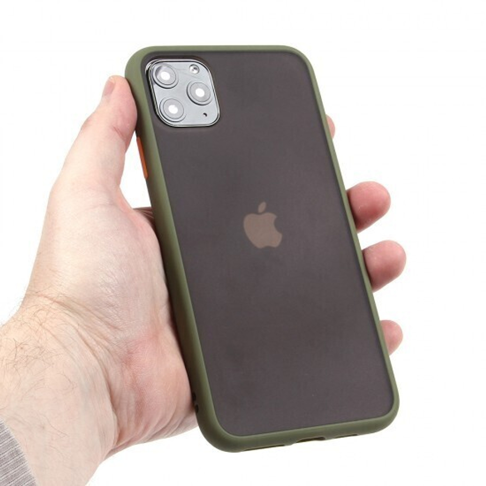 Матовый чехол ТПУ с цветными бортиками для iPhone 11 Pro Max, 011417 Прозрачный