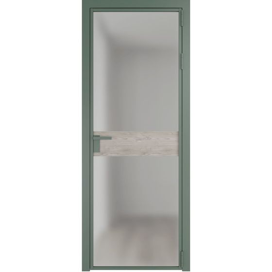 Алюминиевая дверь 6AG зелёный воск остеклённая со вставкой