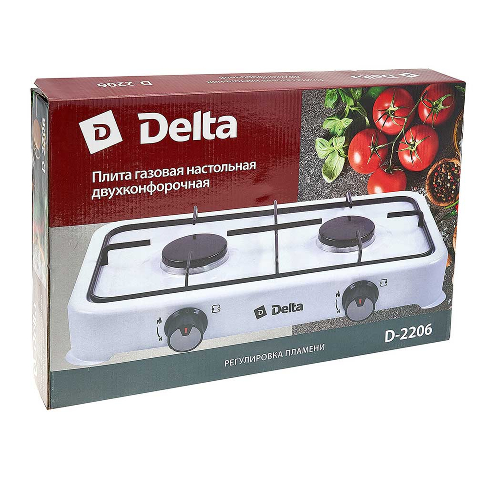 Газовая плита настольная DELTA D 2206 белый