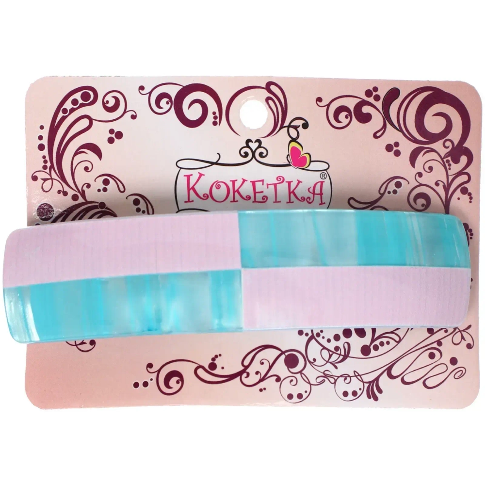 Заколка - автомат «ЭКЛЕР», форма прямоугольная, тайра, микс 5 цветов, 10,5*3см (блистер Кокетка)