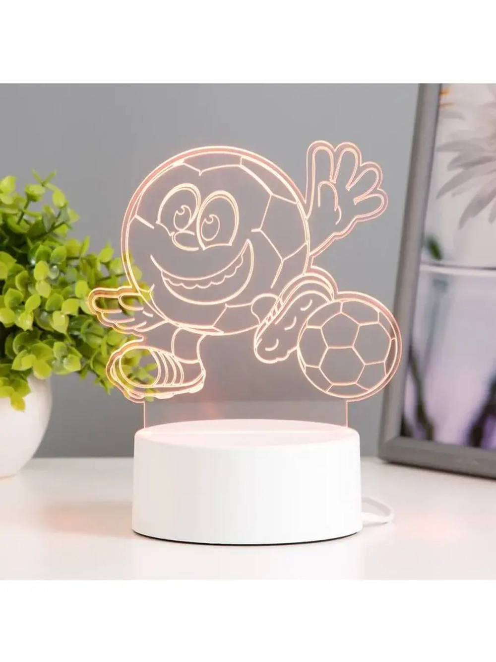 Светильник 3D ночник RISALUX «Футбол», LED RGB, от сети, 13×