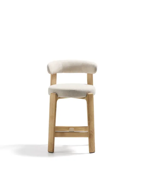 Полубарный стул Granite 65 см, бежевый шенилл, массив ясеня в натуральном цвете