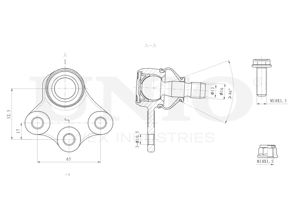Опора шаровая передняя нижняя правая UNIO SSP-20096