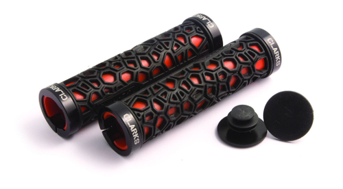 Грипсы CLO208 на руль резина/гель "паутина" 130мм с 2 фиксат. черно-красные CLARKS