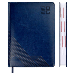 Ежедневник датированный 2026 ESCALADA, А5, 176 л., арт. 70221/ 15 САРИФ СИНИЙ (кожзам: 146x211 мм, твёрдый переплёт с поролоном, материал обложки: искусственная кожа "Сариф"; декор: блинтовое тиснение; способ крепления блока: ниткошвейный; вн. блок: