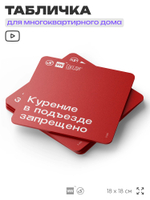 Табличка Курение в подъезде запрещено, для многоквартирного жилого дома, серия СОСЕДИ SIMPLE, 18х18 см, пластиковая, Айдентика Технолоджи