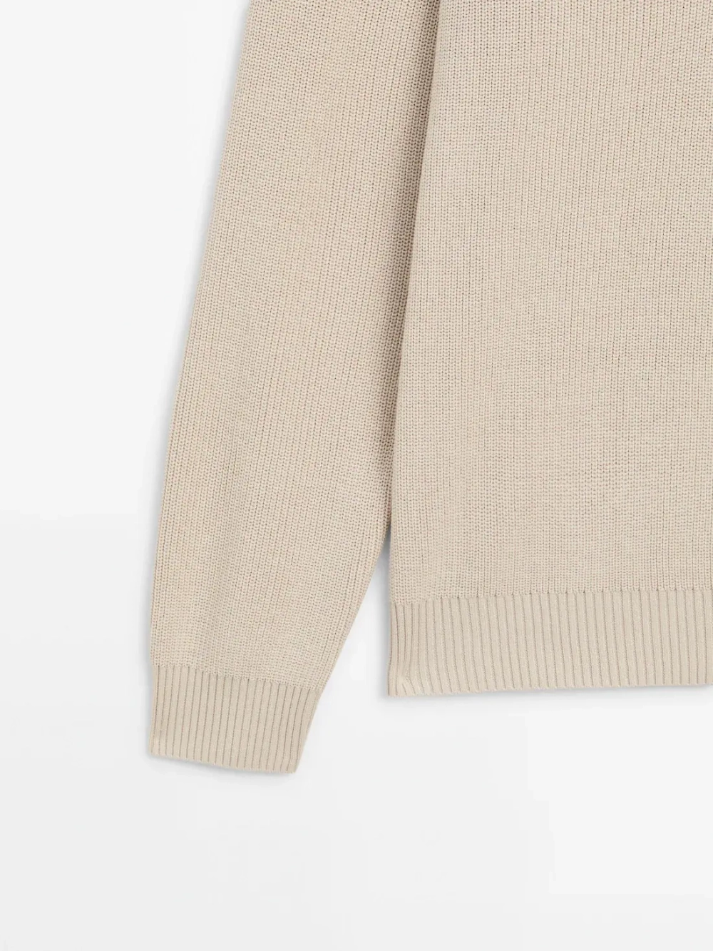 Massimo Dutti Хлопковый свитер с воротником поло, бежевый