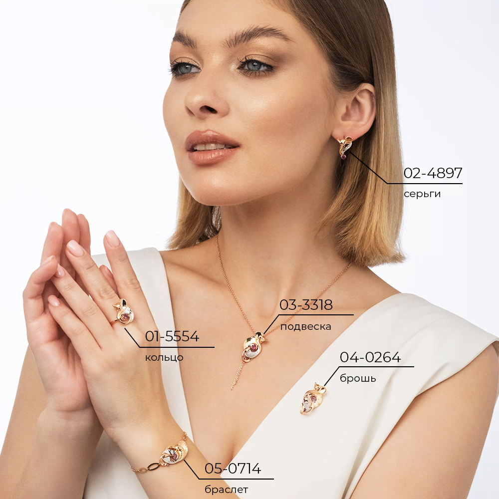 Серьги «Обольщение» с английским замком из комбинированного золота с гранатом