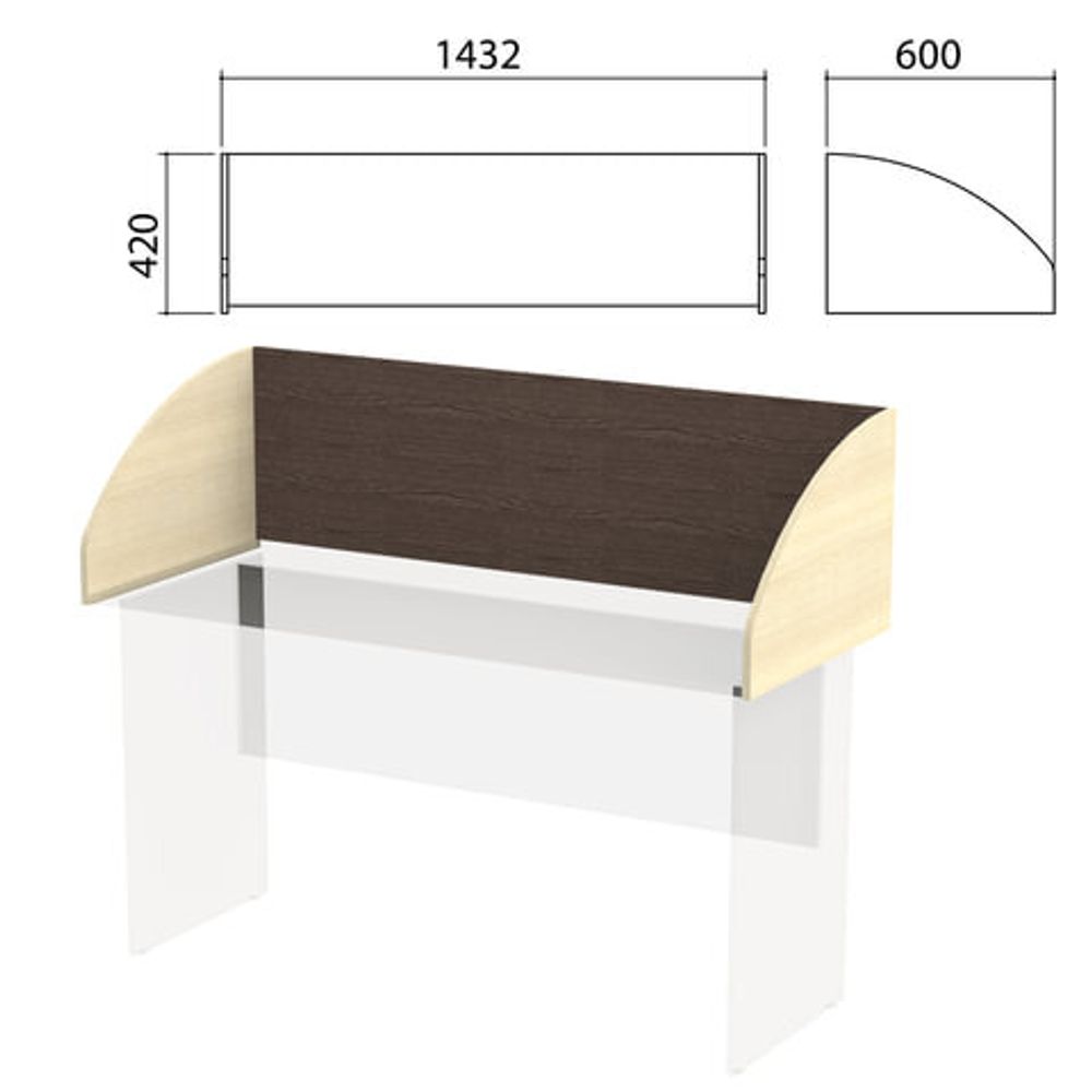 Экран-перегородка &quot;Канц&quot; 1432х600х420, цвет венге/дуб молочный (КОМПЛЕКТ С ФУРНИТУРОЙ)