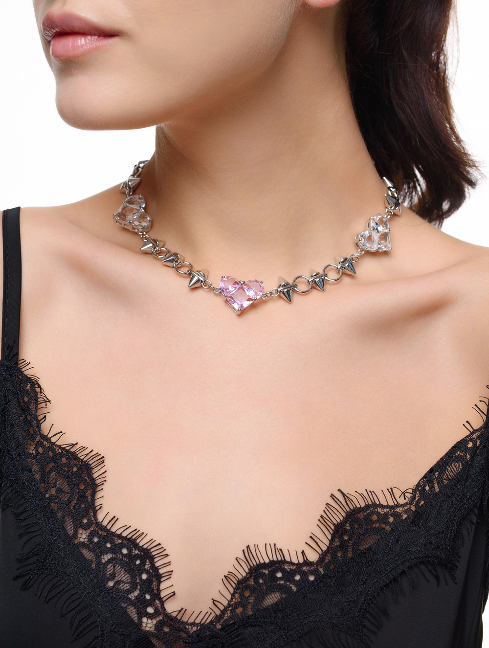 Колье "Pink big soul thorn" Silver