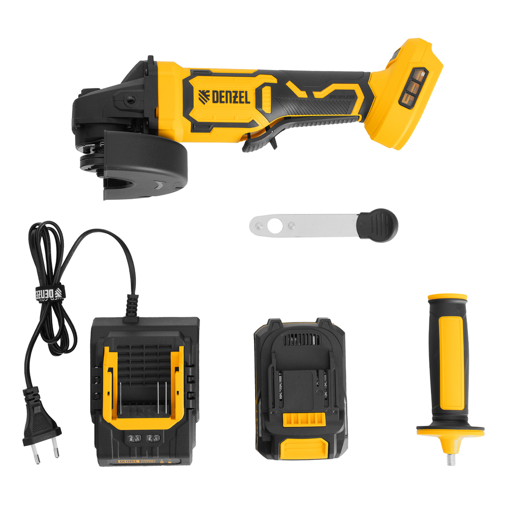 Машина шлифовальная угловая аккумуляторная бесщет. AGH-BL-20-125, Li-Ion, 20 В// Denzel