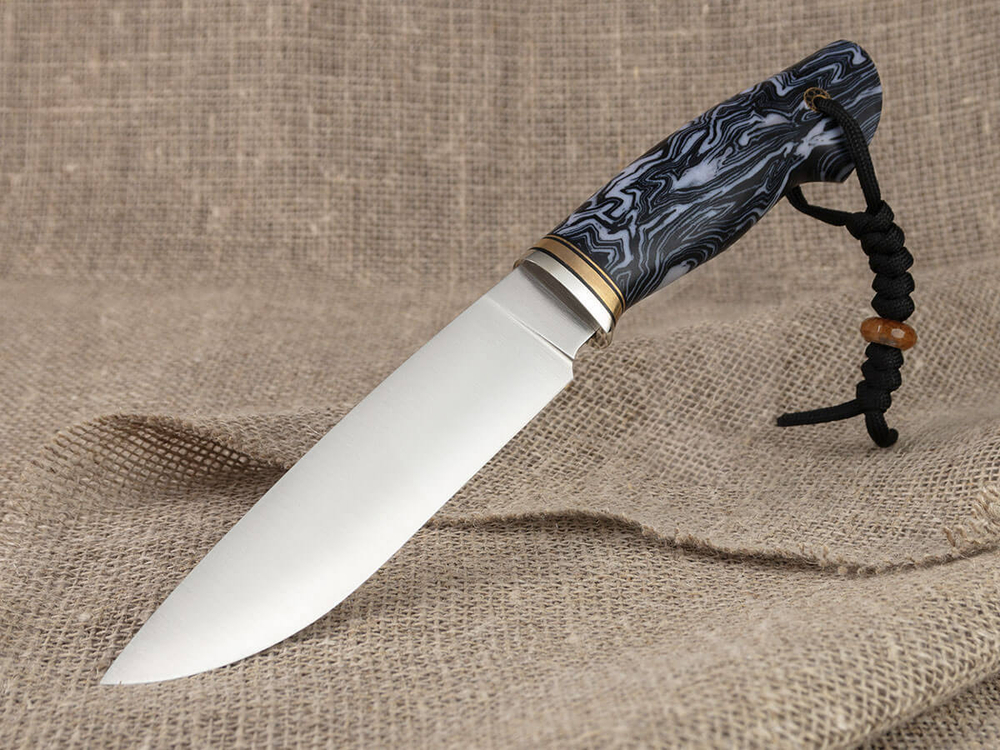 Нож для бушкрафта "Гектор", сталь VG-10/Elmax, рукоять микарта (синяя)