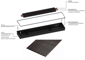 Конвектор внутрипольный Gekon Eco 180 х 80 х 1000 (решётка роликовая, тёмно коричневая)