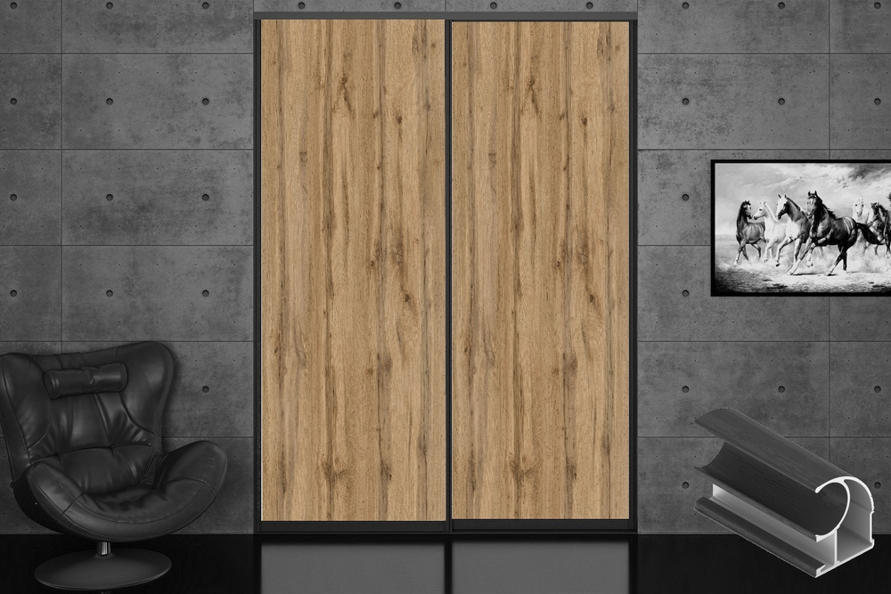 Дверь-купе 2850*600(700,800,900) мм, черный велюр, LAMARTY (19 цветов)