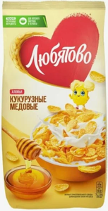 ХЛОПЬЯ КУКУРУЗНЫЕ ЛЮБЯТОВО МЕДОВЫЕ 250ГР