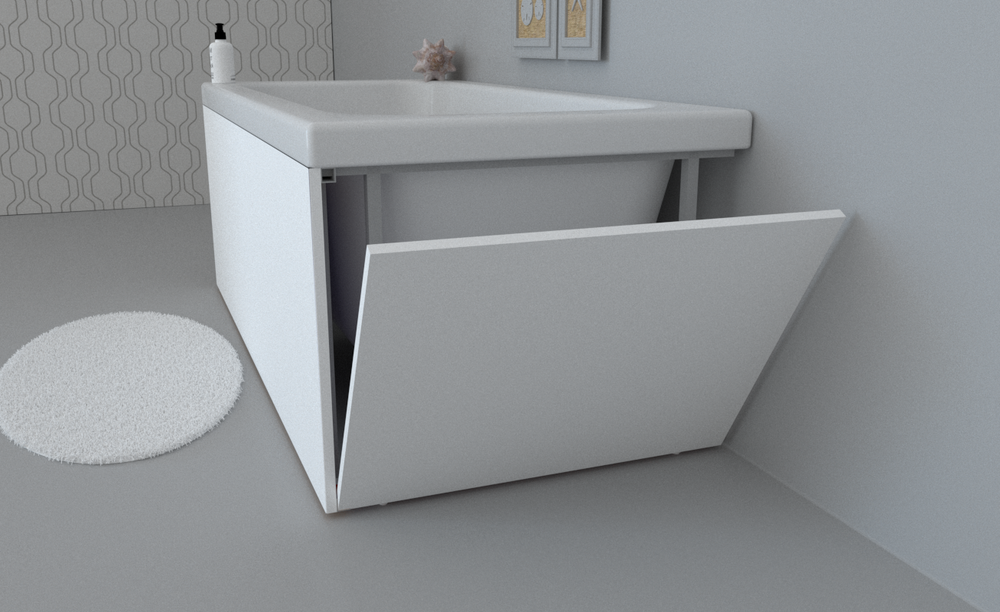 Экран для ванны торцевой откидной правый TE-2R-201 белый матовый soft touch