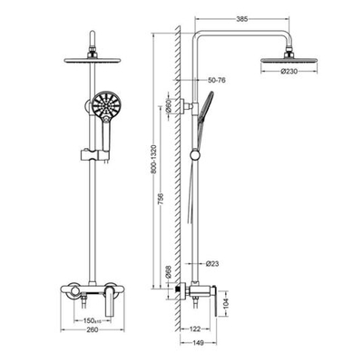 Душевая стойка Timo Anni SX-2710/03 черный