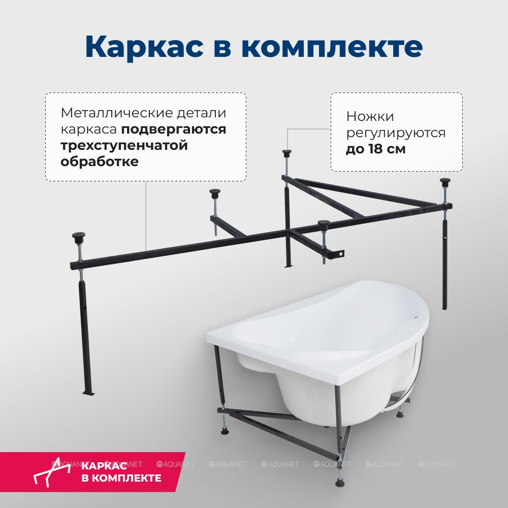 Акриловая ванна Aquanet (Акванет) Capri 170x110 R с каркасом