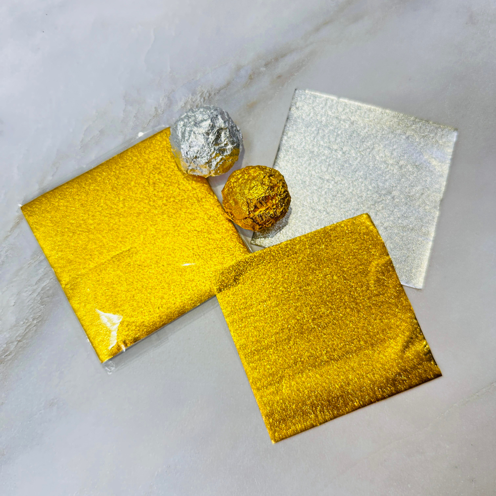 Фольга оберточная для конфет с тиснением Золото (8x8 см, 100 шт)