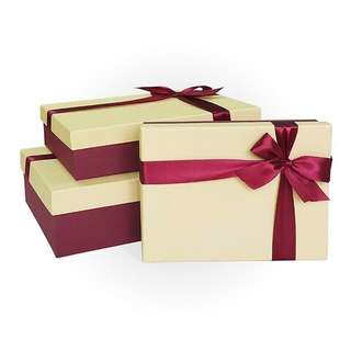 Коробка Прямоугольник 25*17*6 Сл.кость бордо бант бордо