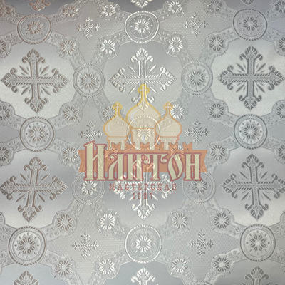 Шёлк "Гуслица" белый с серебром