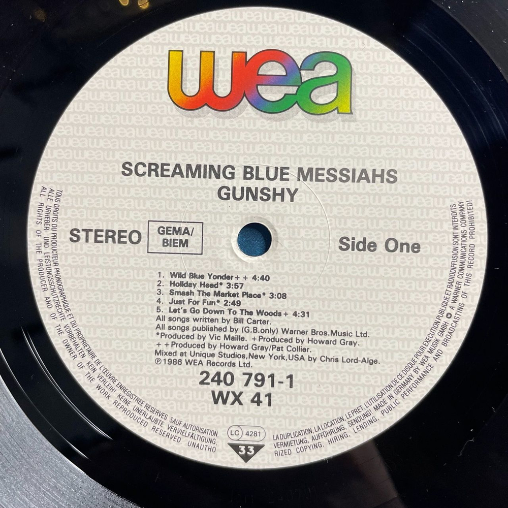 Винтажная виниловая пластинка LP The Screaming Blue Messiahs Gun Shy (Germany 1986)