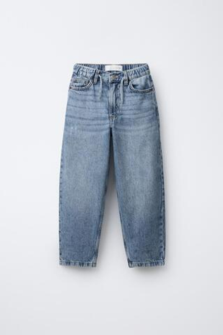 ZARA ДЖИНСЫ BAGGY BALLOON, СИНИЙ