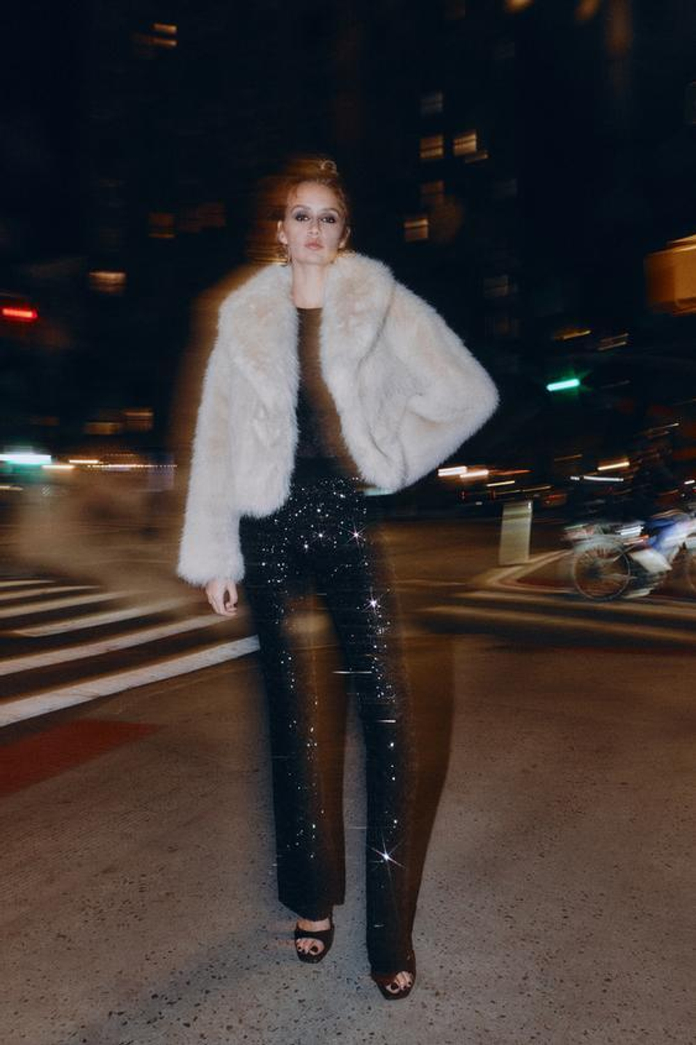 ZARA ЛЕГИНСЫ FLARE С ПАЙЕТКАМИ, ЧЕРНЫЙ