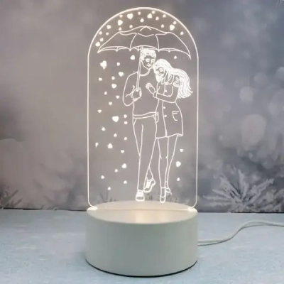 Светильник ночник «3D-Влюбленная пара» на пластиковой подставке, с включателем USB