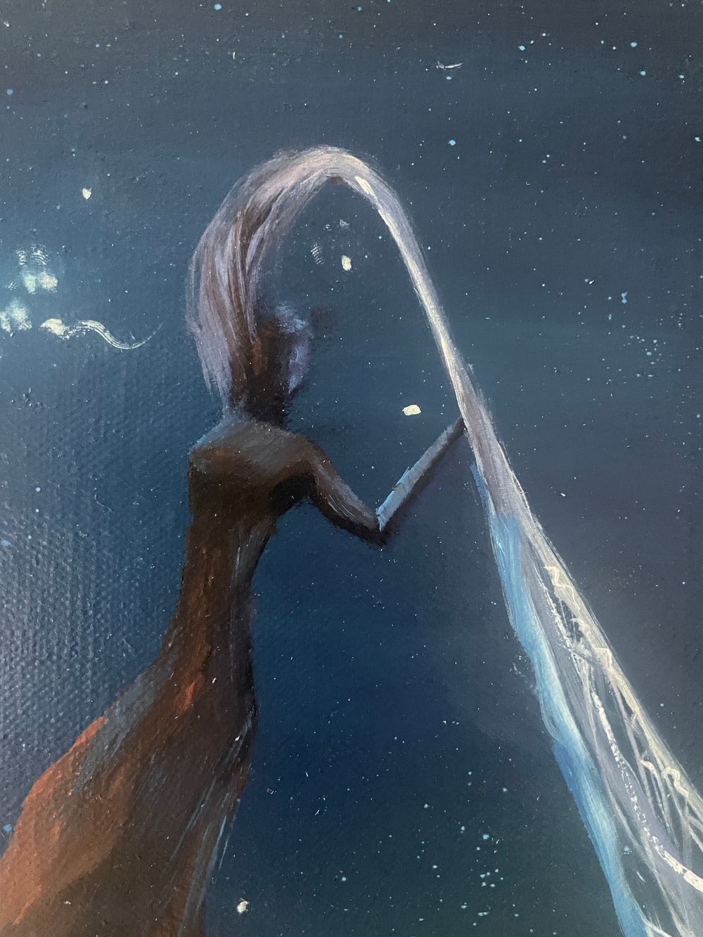 Картина маслом на холсте "Лунная паутинка" 80х60 см. Деревянный подрамник. Художник Наталия Осадчук