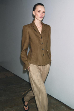 ZARA БРЮКИ ИЗ КОМБИНИРОВАННОГО ЛЬНА — ZW COLLECTION, МЯГКИЙ КАШТАНОВЫЙ